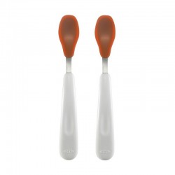 OXO TOT Feeding Spoon Set With Soft Silicone (Twin Pack) (Orange)