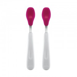 OXO TOT Feeding Spoon Set With Soft Silicone (Twin Pack) (Pink)