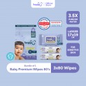 Hoppi Premium Wipes [German Dermatologically Tested] with Halal Certified (80 Wipes x 3 Packs)