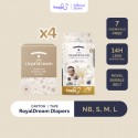 [Carton] Hoppi RoyalDream Baby Diaper Tape NB66/S56/M44/L40 (4 Packs) 100% 7 Chemicals-Free*