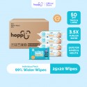 [CARTON] Hoppi Premium 99% Baby Water Wipes (20 Wipes x 25 Packs)