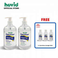 Hovid Quicklean Antibacterial Handgel 500ml x 2 + FREE Hand Sanitizer Quicklean 50ml x 3
