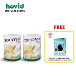 Hovid Tocovid Vitality 850gm (Vanilla) x 2 + FREE Regular Fit Adult Male Mask 1 pc/pack Reusable Antibacterial Nano Mask