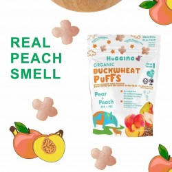 HUGGING LOVE ORGANIC BABY SUPERFOOD PUFF - PEAR AND PEACH 10GM PER PACK [HALAL AND ORGANIC CERTIFIED]