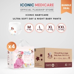 [Bundle of 4] Iconic Babycare Ultrasoft Day & Night Baby Diaper Pants M192/L176/XL152/XXL128