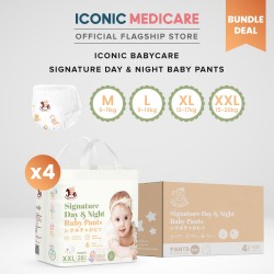 [Bundle of 4] Iconic Babycare Signature Day & Night Baby Diaper Pants M176/L152/XL128/XXL112