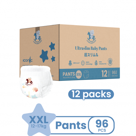 [Bundle of 12] *TRAVEL* Iconic Babycare Ultraslim Day-Use /Signature Day & Night Baby Diaper Pants M168/L144/XL120/XXL96