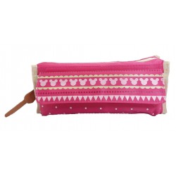Disney Minnie Mouse Pink Line Pencil Bag With Pocket
