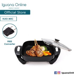 Iguana Online Korean Style Non Stick Electric Multi-function Steamboat Cooker BBQ Steamboat Pan Gri