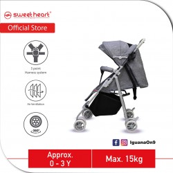 Sweet Heart Paris STMINO Compact Size Stroller with 8 EVA Wheels and 5 Point Harness (Grey)