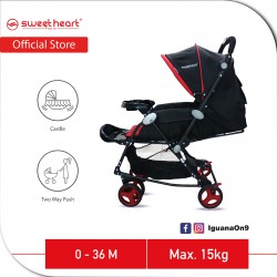 Sweet Heart Paris Aluminium 2 in 1 Stroller Rocker Cradle New Upgraded (Black Red) with Adjust