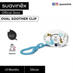 Suavinex Fusion Collection BPA Free 0+ Months Oval Soother Pacifier Clip (Blue Bee)