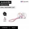 Suavinex Fusion Collection BPA Free 0+ Months Oval Soother Pacifier Clip (Pink Dog)