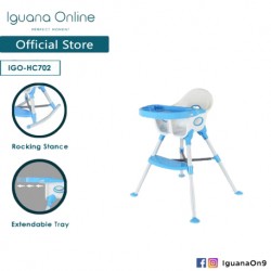 Iguana Online Multifunctional Adjustable Portable Convenient Feeding Dining Space Friendly High Chair with Tray (Blue)