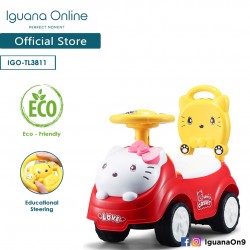 Iguana Online Cute Kitty Cat with Smart Educational Steering Wheels Ride On Car Tolo Car (Red)