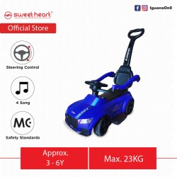 Sweet Heart Paris 3 in 1 Musical Ride On Car Tolo Car Push Bar Safety Bar Sports Car Fast Car (Skyline Blue)