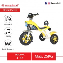 Sweet Heart Paris Mc Certificate High Grade Carbon Steel Children Tricycle with Anti Skid Pedal (Yellow)