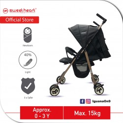 Sweet Heart Paris Nano Lite Travel Compact Stroller Compact Size Pram Jogger Stroller with Adjustable Handlebar (Black)