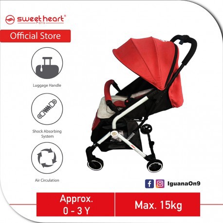 Sweet Heart Paris CASEY 2.0 Compact Stroller Infant Toddler Baby Stroller Pram Jogger with Pull-up Luggage Handle (Red)