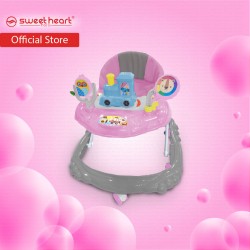 Sweet Heart Paris Multi Height Adjustable Baby Walker with Music and Light (Silver Pink)