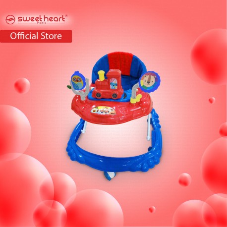 Sweet Heart Paris Multi Height Adjustable Baby Walker with Music and Light (Lapis Red)