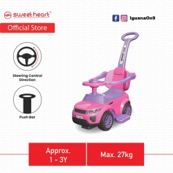 Sweet Heart Paris 3 in 1 Walker-Riding-Stroller Ride on Car (Pink)