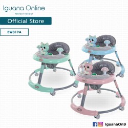 Iguana Online O Shape Baby Walker Portable Folding Convenient LED Music with EVA 360 Round Wheels (Blue)