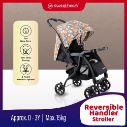 Sweet Heart Paris METZ Elegant Baby Reversible Handler Stroller with Adorable Pattern Design (Owls Brown)