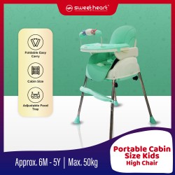 Sweet Heart Paris HC7006 Multi Function Portable Cabin Size Kids Dinning Chair With 3 Level Mode (Aqua Green)