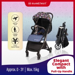 Sweet Heart Paris CASEY G Elegant Compact Stroller with Pull-up Luggage Handle (Newborn to 4 Years Old) (Vogue Blue)