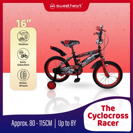 [SENANG PASANG] Sweet Heart Paris X-TANK AIR 16 Inches Children's Kid Bicycle with Mudguard| Basket and Training Wheels (Red)