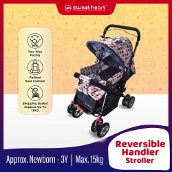 Sweet Heart Paris ST49v2 Upgraded 2 Way Push Reversible Handlebar Baby Stroller with 15KG Shopping Basket Support - Dot Drown