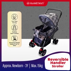 Sweet Heart Paris ST49v2 Upgraded 2 Way Push Reversible Handlebar Baby Stroller with 15KG Shopping Basket Support - S Grey