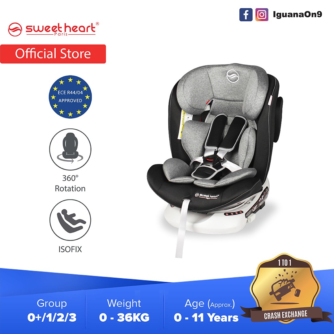 Sweet Heart Paris Group 0 1 2 3 CSQ5 PLUS ISOFIX Car Seat 360 SWIVEL Rotation ECE R44 04 Certified Shadow Grey Infant Car Seats