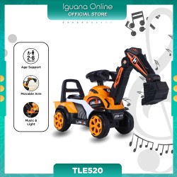 Iguana Children Excavator TLE520 Ride On Construction Car with Music and Light Support 2 - 6 Years Old (Black Orange)
