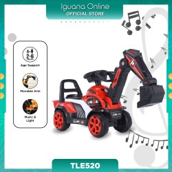 Iguana Children Excavator TLE520 Ride On Construction Car with Music and Light Support 2 - 6 Years Old (Black Red)