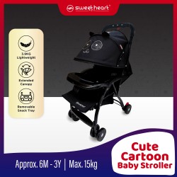 Sweet Heart Paris ST106 Cartoon Design 3.9KG Lightweight Travel Baby Stroller (6 Months To 15 KG) - Black