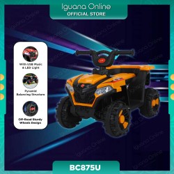 Iguana Kids ATV Electrical Battery Car BC875U - Sporty USB Music LED Light Design Support Up To 25KG (Black Orange)