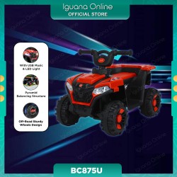 Iguana Kids ATV Electrical Battery Car BC875U - Sporty USB Music LED Light Design Support Up To 25KG (Black Red)