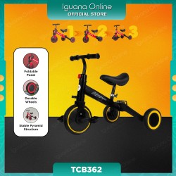 Iguana TCB362 3 IN 1 Multifunction Kids Tricycle Balance Bike Scooter Pre-Learn Bicycle Support 60kg and 2-5 Years Old - Black