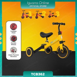 Iguana TCB362 3 IN 1 Multifunction Kids Tricycle Balance Bike Scooter Pre-Learn Bicycle Support 60kg  and  2-5 Years Old - Yello