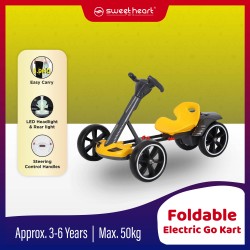 Sweet Heart Paris BCKT1 Foldable Electric Go Kart Battery Car With 5.9kg Lightweight Easy Carry Support - Black Yellow