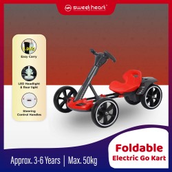 Sweet Heart Paris BCKT1 Foldable Electric Go Kart Battery Car With 5.9kg Lightweight Easy Carry Support - Black Red