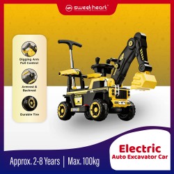 Sweet Heart Paris TLE219BC Electric Excavator Battery Car Full Function Digging Push Bar Control Support 100KG - Black Yellow