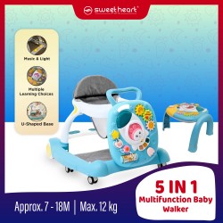 Sweet Heart Paris BWM555 5-in-1 Rocking Bouncer Table Switch Multifunctional Learn And Push Baby Walker - Blue