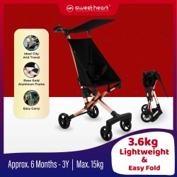 Sweet Heart Paris A6 3.6Kg Ideal City and Travel Rose Gold Aluminum Frame Stroller with 5 Point Harness System Support To 15KG