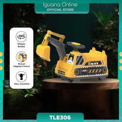 Iguana TLE306 Indoor Outdoor Kids Mini Excavator 360 Swivel Ride On Car Digging Control With Music Song - Yellow
