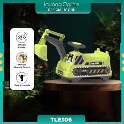 Iguana TLE306 Indoor Outdoor Kids Mini Excavator 360 Swivel Ride On Car Digging Control With Music Song - Green
