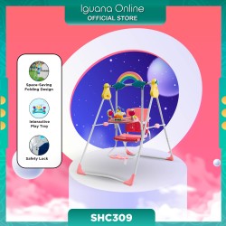 Iguana SHC309 Multifunction Childhood Foldable Swing Hanging Chair With Safety Belt For Kids In Home Or Playground - Pink IC
