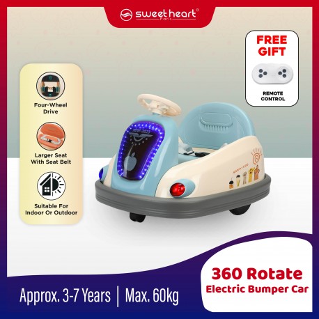 Sweet Heart Paris BBC30R Electric 4 Wheels Drive 360 Rotate Battery BUMPER Car With FREE Remote Control Support 60KG - Blue
